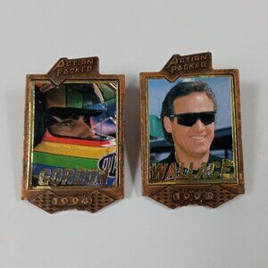 1994 Action Packed NASCAR Jeff Gordon Rusty Wallace Hat/Lapel Pins